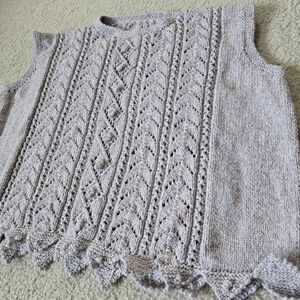 OOAK Handmade Knit Sweater Vest Size Large Light Lavender Textured Boho Cottage